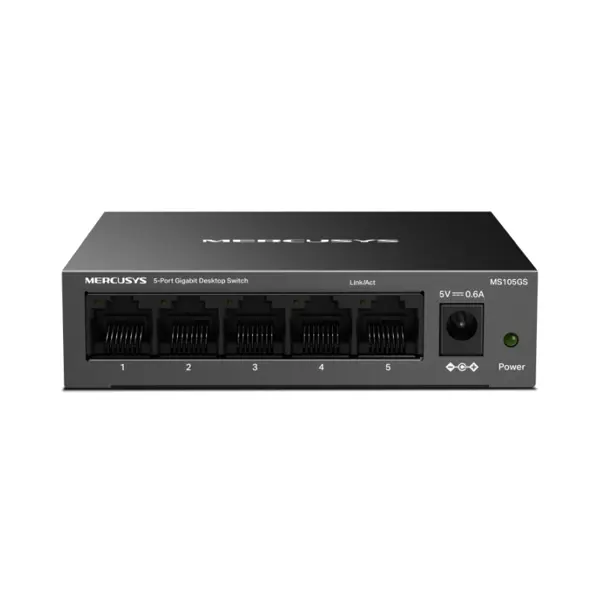 Mercusys MS105GS 5-Port Gigabit Desktop preklopnik (Switch) 5×10/100/1000Mbps, Plug & Play, Auto-Negotiation, Auto-MDI/MDIX, metalno kučište