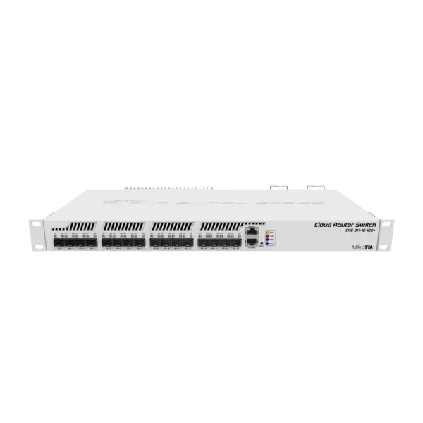 Mikrotik Cloud Router Switch CRS317-1G-16S+RM, 800MHz CPU, 1GB RAM, 1xG-LAN, 16xSFP+, RouterOS L6 or SwitchOS (dual boot), 1U rackmount, Dual redundant PSU