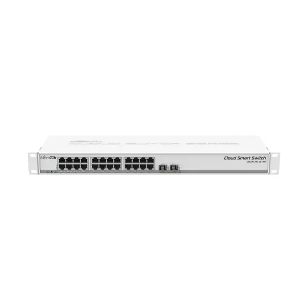 Mikrotik Cloud Smart Switch CSS326-24G-2S+RM, 24 × Gigabit Ethernet ports, 2×SFP+ cages, 1U rackmount kućište, PSU