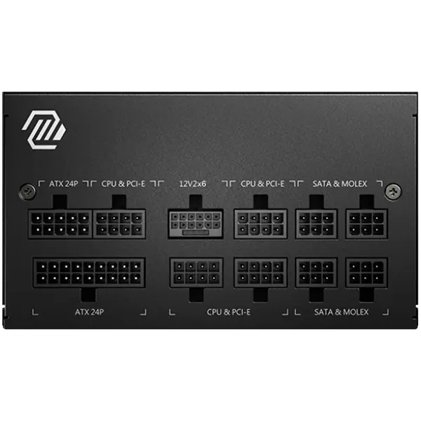 MSI PSU MAG A750GL PCIE5 II, 750W 80Plus Gold, 120mm Fan Active PFC, Fully Modular, 12VHPWR, ATX 3.1, PCIe 5.1, OVP, OCP, OTP, OPP, SCP, UVP, 100-240Vac, 47Hz-63Hz Input Frequency, ATX, 7Y, Black