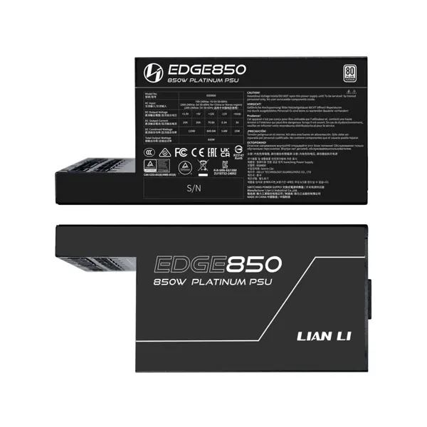Napajalnik ATX Lian Li EDGE 850W, 80 PLUS Gold, 12V-2x6, Modularni, črn
