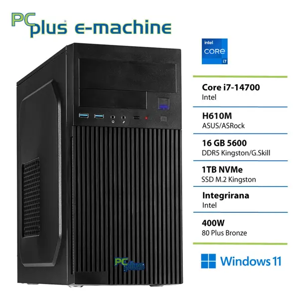 PCPLUS e-machine i7-14700 16GB DDR5 1TB Windows 11 Home namizni računalnik