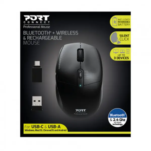 Port miš OFFICE PRO punjivi BLUETOOTH COMBO, crni