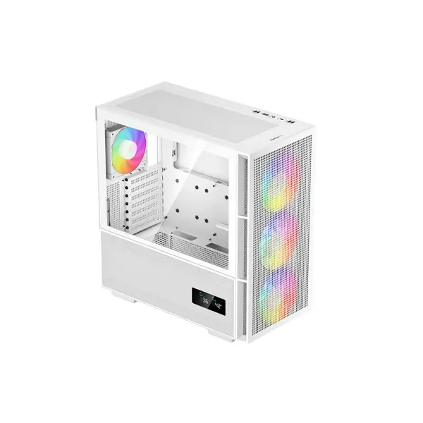 Računalniško ohišje DeepCool CH560 Digital WH, E-ATX, ARGB, LCD, kaljeno steklo, belo