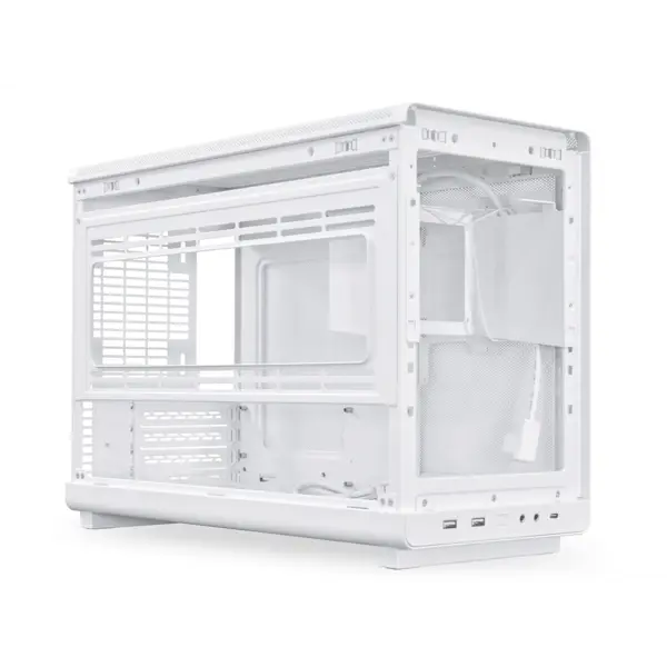 Računalniško ohišje Lian Li DAN Cases A3 Wood, kaljeno steklo, Micro-ATX, belo