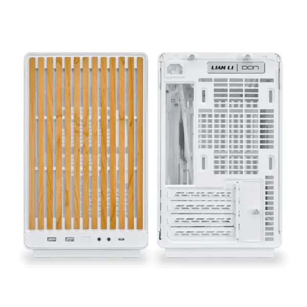 Računalniško ohišje Lian Li DAN Cases A3 Wood, kaljeno steklo, Micro-ATX, belo