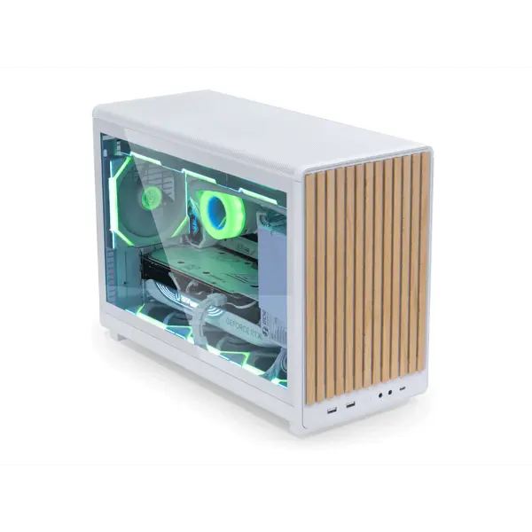 Računalniško ohišje Lian Li DAN Cases A3 Wood, kaljeno steklo, Micro-ATX, belo