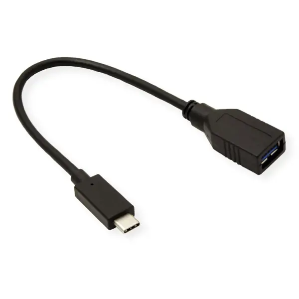 Roline USB3.2 Gen 1 kabel TIP A-C F/M, 0.15m, crni