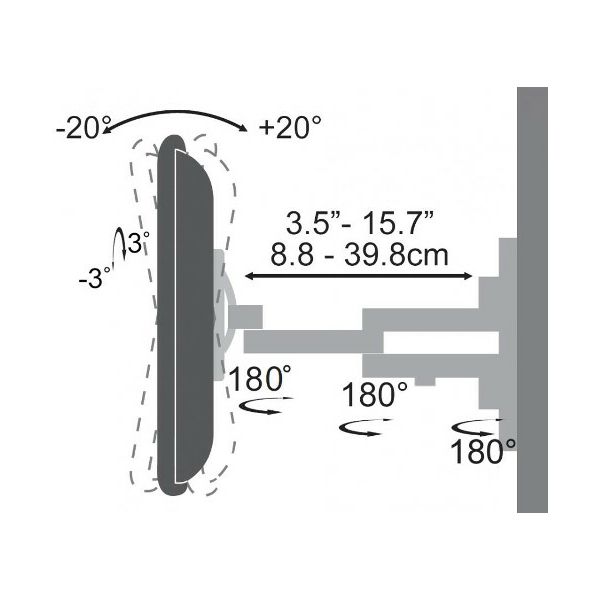 SBOX nagibni nosač s duplom rukom 23"-55", do 30kg