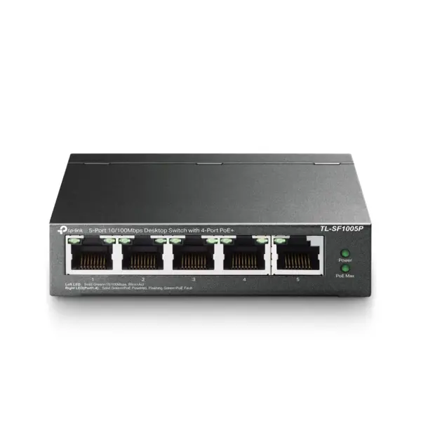 TP-Link 5-port Desktop preklopnik (Switch), 5×10/100M RJ45 ports + 4 PoE ports, metalno kućište (58W)