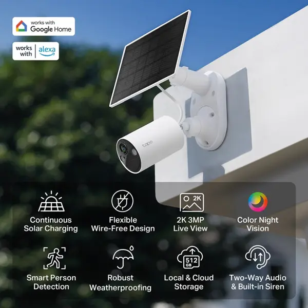 TP-LINK Smart Wire-Free Security Camera and Solar Panel, 6400 mAh battery