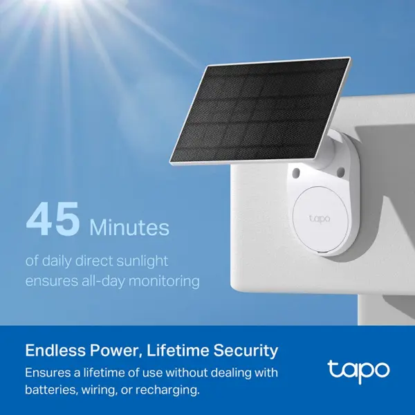 TP-LINK Smart Wire-Free Security Camera and Solar Panel, 6400 mAh battery