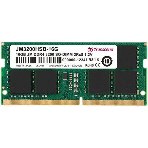 TRANSCEND 16GB DDR4 3200MHz Unbuffered SODIMM JetRam 1Gx8