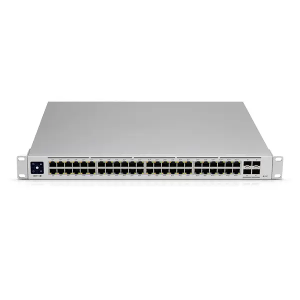 Ubiquiti UniFi Managed 48-port Gigabit Switch (32-port PoE), 4×SFP, Touchscreen LCD, Rackmount, 195W (USW-48-PoE)