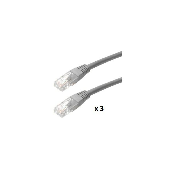 SBOX patch kabel UTP Cat 5e, 10m, sivi, 3 kom