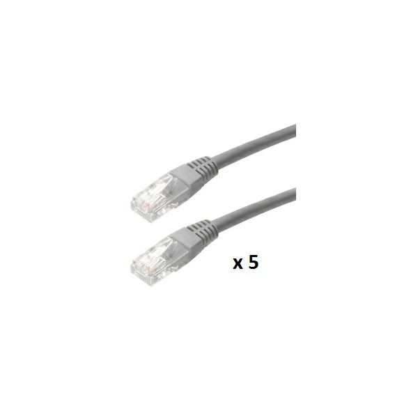 SBOX patch kabel UTP Cat 5e, 0.5m, sivi, 5 kom